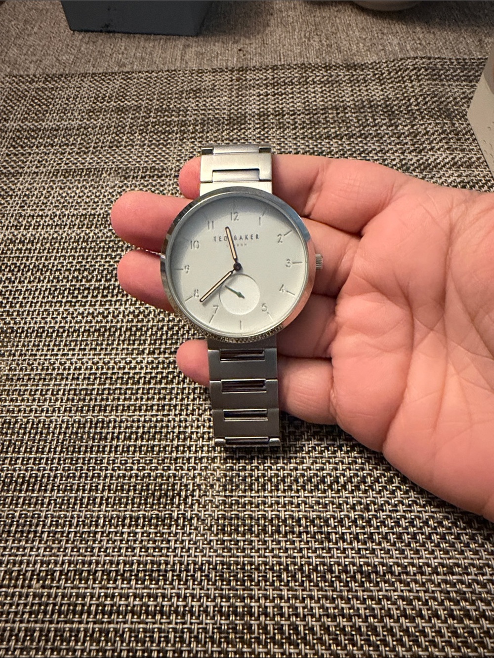 Ted Baker Silver Men’s Stainless Steel Bracelet Watch with White Dial